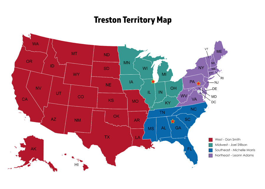 Treston Inc territory map