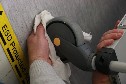 Cleaning ESD casters