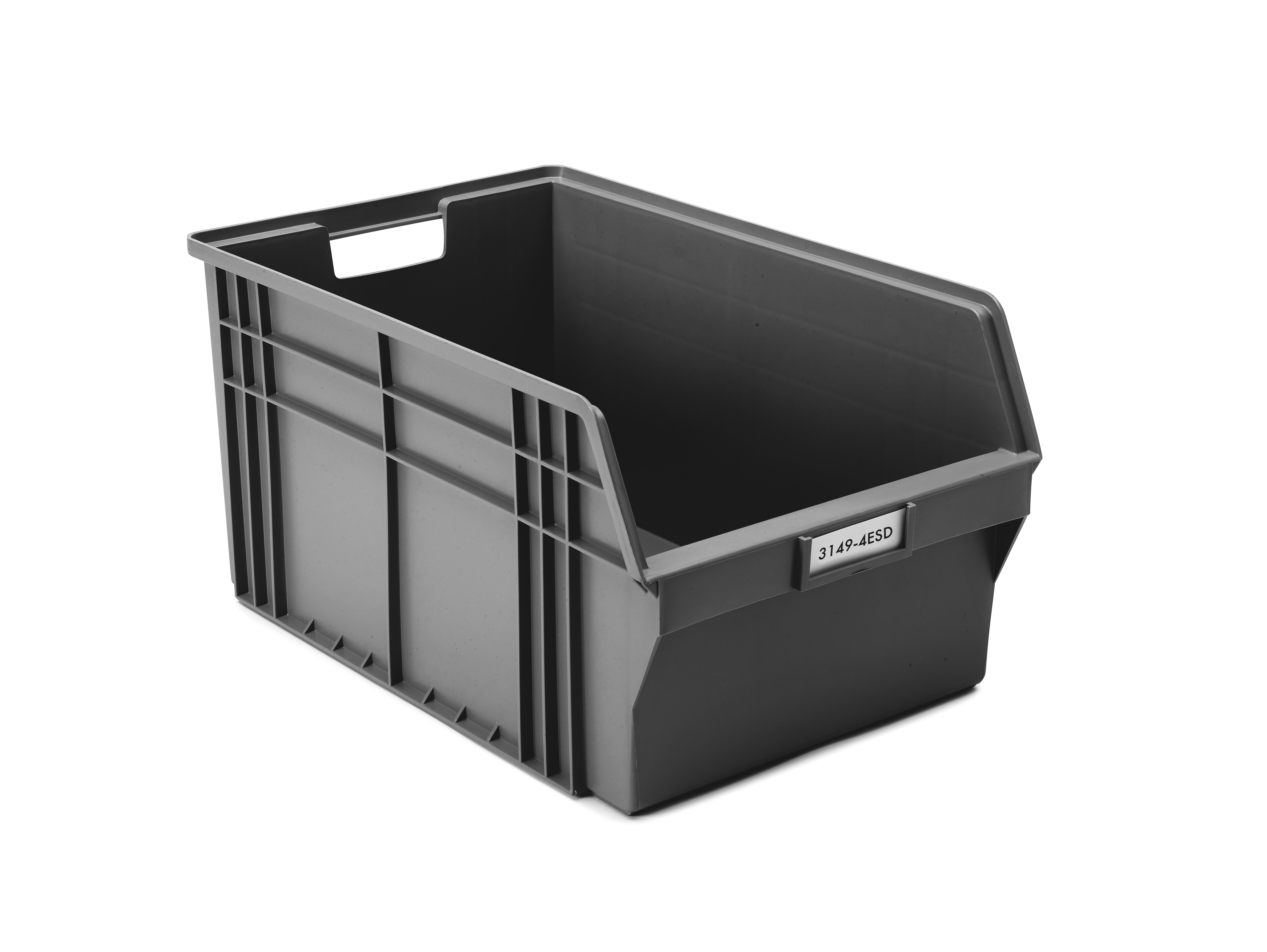 ESD Lg Stacking Bin BLACK 19.29"Dx12.20"Wx 9.84"H 12/CS Treston