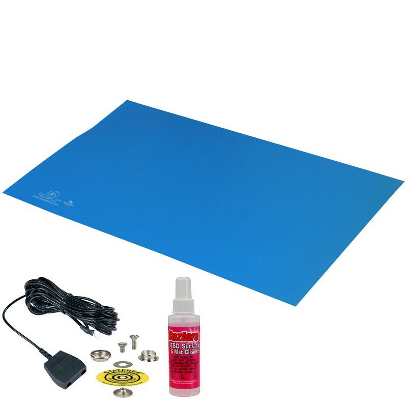 Dissipative Rubber Work Surface Mat Kit, Light Blue. 24x48
