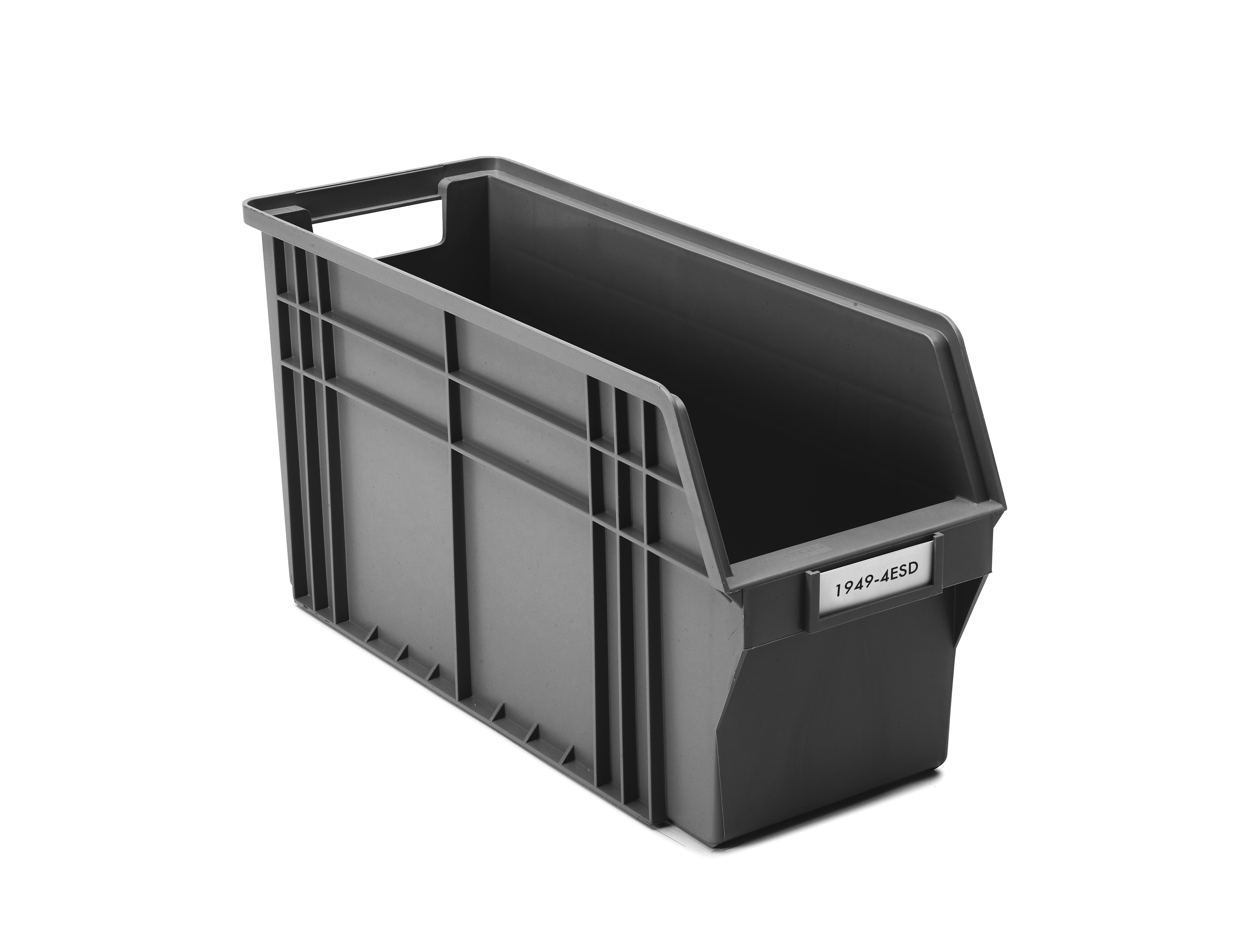 ESD Large Stacking Bin BLACK 19.29"Dx7.28"Wx 9.84"H 12/C Treston